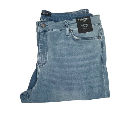 Simply Vera Wang Womens Mid Rise Power Stretch Skinny Jeans Sz 16 New - Picture 2 of 7